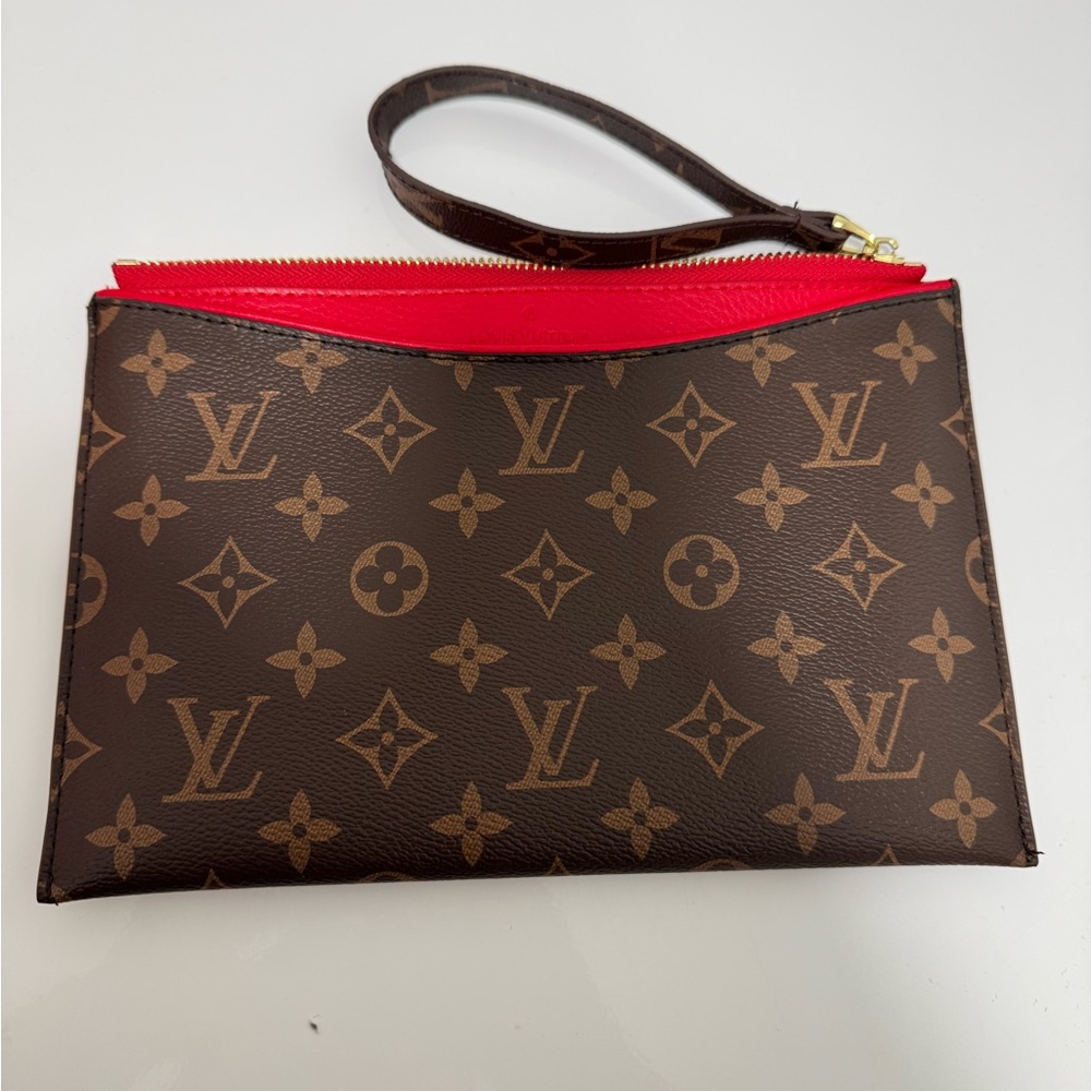 Fashion  Monogram Clutch with Red Accent